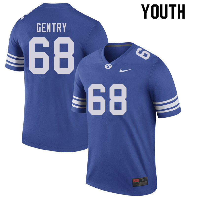 Youth #68 JT Gentry BYU Cougars College Football Jerseys Sale-Royal - Click Image to Close